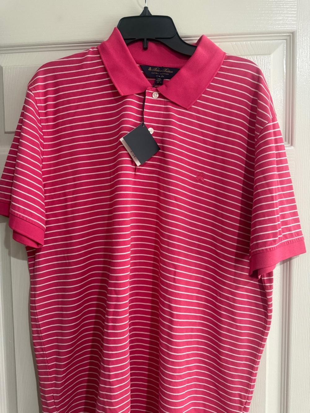 Brooks Brothers Pink and White Striped Polo